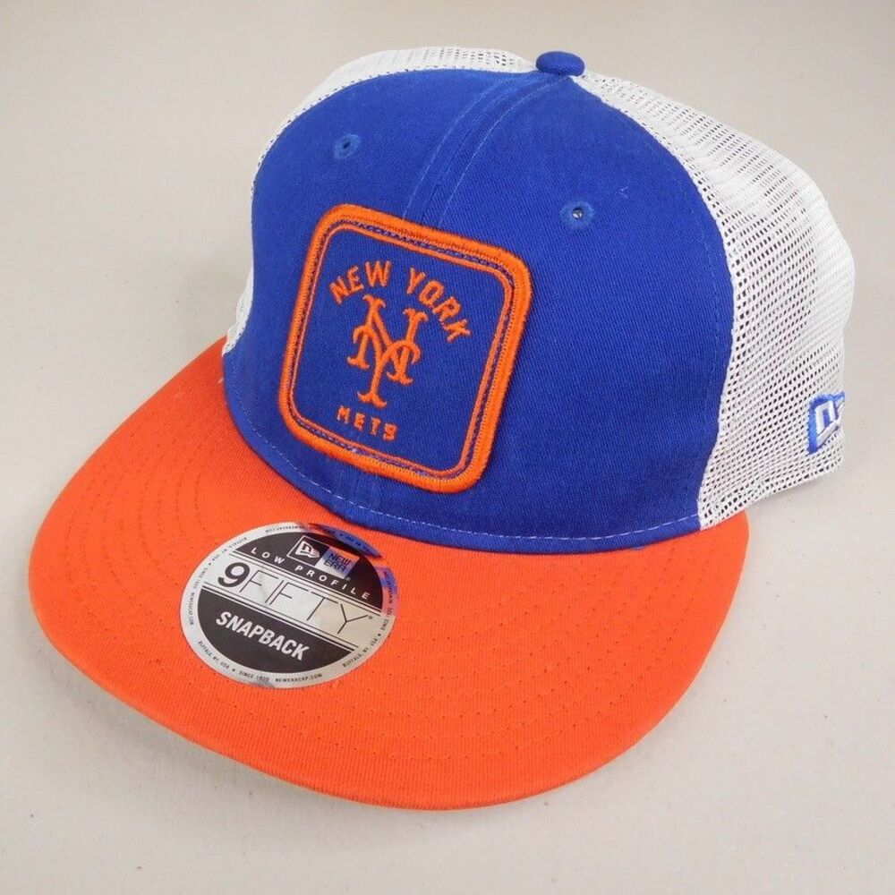 New York Mets Hat Cap Trucker Blue Orange New Era 9FIFTY Snapback MLB Patch NWT